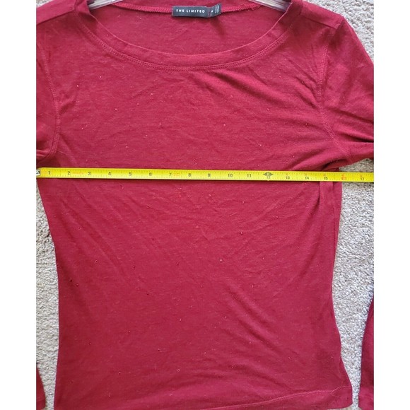 The Limited Sparkly Red Wool Blend Sweater M Light Long Slewve - Picture 3 of 3